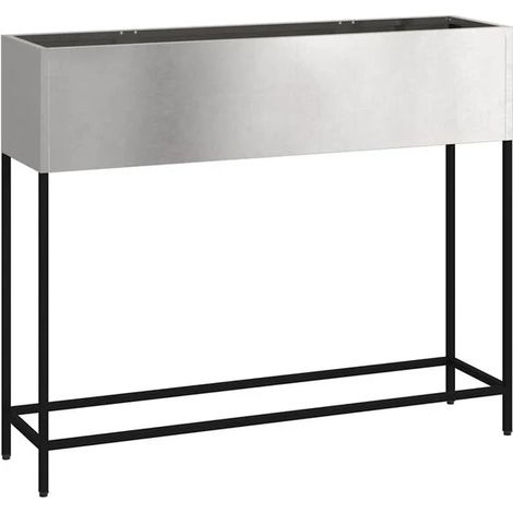 Jardinière haute, argentée, 100 x 26 x 82 cm, acier inoxydable (1/5)