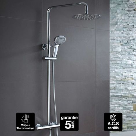 Colonne de Douche avec Mitigeur Thermostatique chromé anti-calcaire - Design Moderne - LONDRES IMEX (1/4)