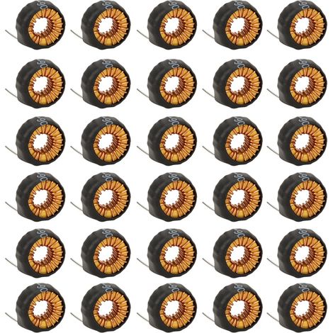 30 bobines toriques horizontales en cuivre avec tube isolant 15µH 6A pour circuit imprimé PCB - Lot de 30 pièces modèle 5026 (1/5)