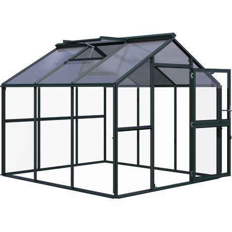 KGT Gewächshaus "Novum III", tannengrün, 8,4 m², 4 mm ESG, 10 mm HKP