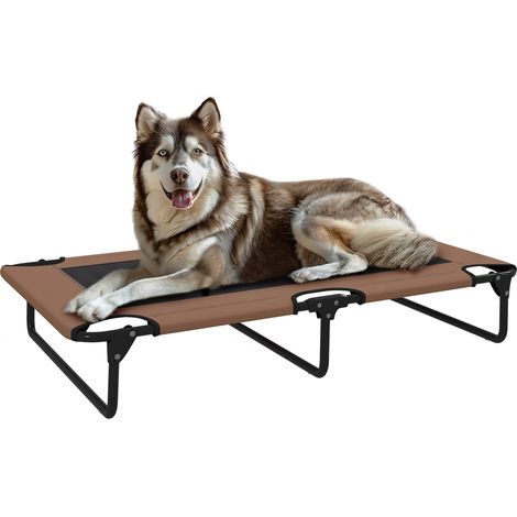 Panier pliable chien tissu mesh intérieur extérieur 107x61x20 cm couchage portable respirant robuste animaux marron