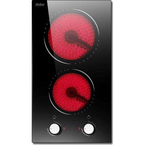 Plaque vitrocéramique 2 feux 3000W – 29cm – 9 niveaux de puissance – Câblage professionnel requis – Contrôle par bouton