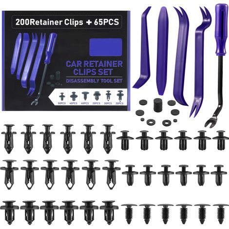 265Pcs Rivet Clips Plastique Trousse, Rivet Plastique Fixation, Universels 6 Types Différents de Pinces de Garniture de Porte et Clips en Plastique pour Pare-Chocs avec Outil de Démontage (1/5)