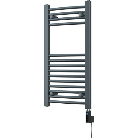 Zennor - Anthracite Electric Towel Rail H800mm x W400mm Curved 300w Thermostatic WIFI (1/3)