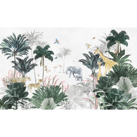 Papier peint panoramique - Jungle Animaux - 130 cm x 78 cm (1/2)