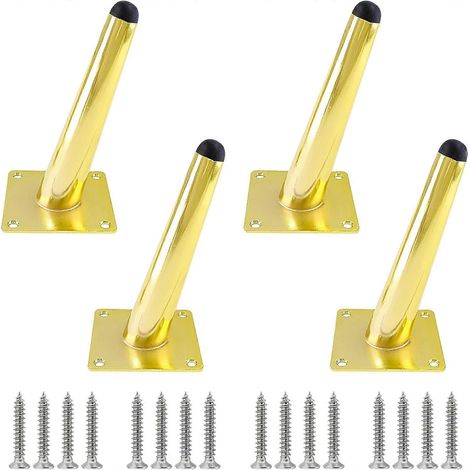 Pieds de meuble réglables de 30 cm (12 pouces), pieds de meubles inclinés, ensemble de 4 pièces dorés pieds de canapé médiévaux, pieds de table basse robustes pieds de chaise fuselés de 15 cm (6 pou (1/5)