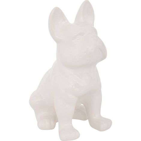 Bulldog estatuilla de cerámica blanca H12cm - Atmosphera créateur d'intérieur