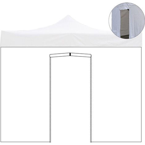 Telo di Ricambio Laterale per Gazebo Pieghevole 3x2m Impermeabile con Porta Avvolgibile Bianco