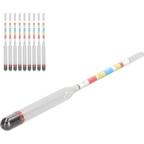 Lot de 10 hydromètres pour la fabrication de vin et de bière maison, avec 3 échelles de mesure. Fournitures ménagères. (1/5)