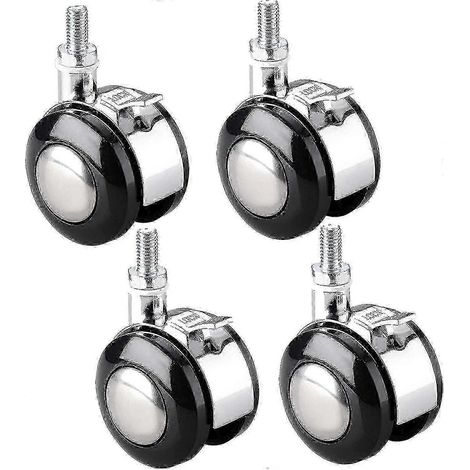 Lot de 4 roulettes pivotantes pour meubles, roulettes filetées M6/M8 pour chaises et chariots, avec frein, en alliage de zinc, pour tables de chevet, tables pliantes, 1,5 (1/5)