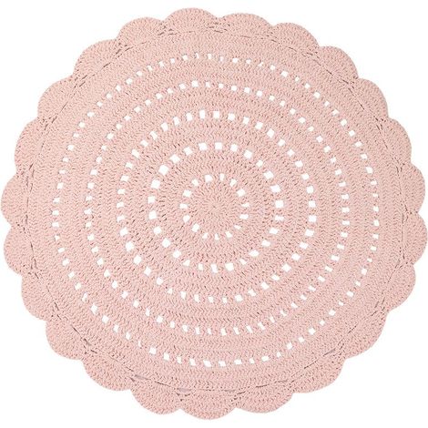 Tapis de Chambre pour Enfant et Bébé 100% Coton Effet Crochet Lavable Rose Nude - PANGIVO (1/5)