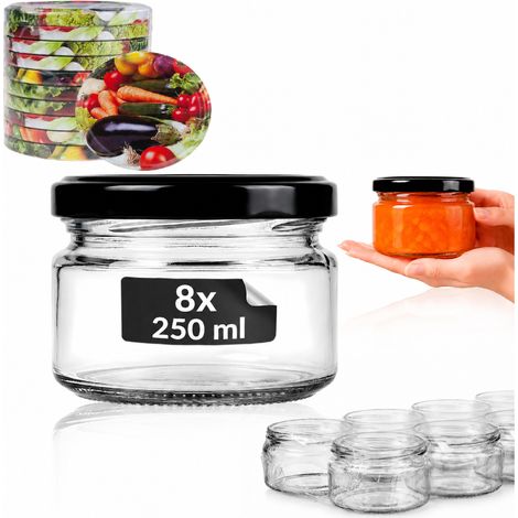 Barattoli per conserve, miele, marmellata, confettura, 250 ml, con coperchi, set da 8 (1/5)