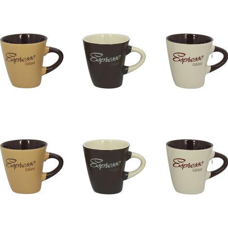 Lot de 6 tasses en grès 15cl, EXPRESSO ITALIANO (1/2)