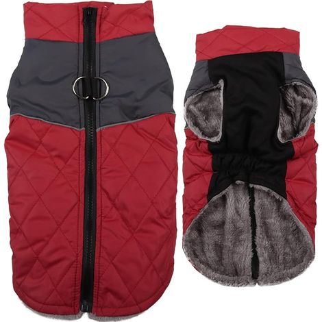 Warm Dog Coat Fleece Jacket for Small Dogs Waterproof Jacket with D-Rings for Cold Winters Red XS (1/5)