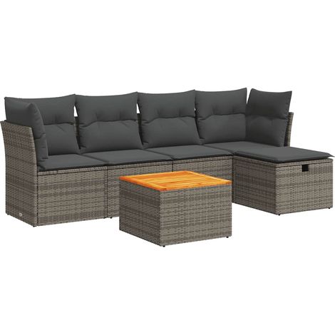 Maison Exclusive - 6-tlg. Garten-Sofagarnitur mit Kissen Grau Pol