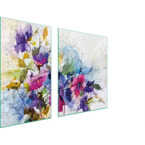 Assiette en verre et planche à découper 100x52 fleurs (1/5)