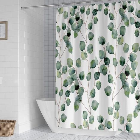 180x180cm grüner, blattförmiger, wasserdichter Duschvorhang aus Polyester für Badezimmer (1/5)