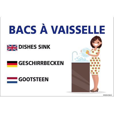 PANNEAU BACS A VAISSELLE (H0333) - Adhésif - 210 x 150 mm