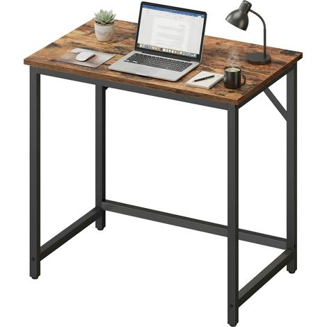 Bureau d’Ordinateur, 80 x 50 x 76 cm, pour Chambre à Coucher, Salon, Marron et Noir (1/5)