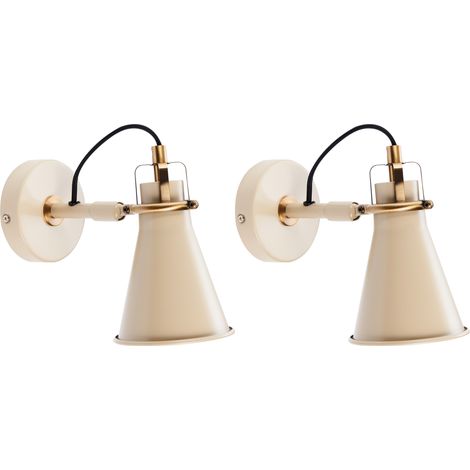 Conjunto de 2 Apliques de Metal Pantalla Ajustable Industrial Beige Moyola