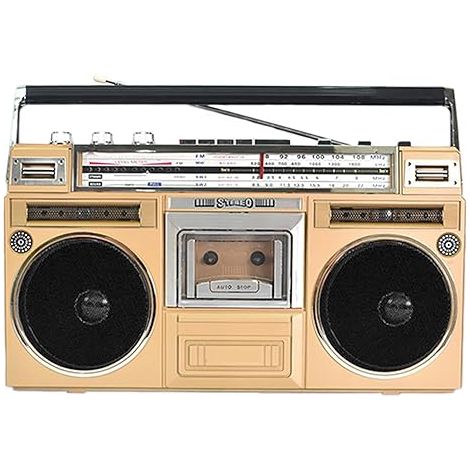 Portable Retro Boombox mit CD und Kassettenspieler, Portable Dab Radio mit FM und DAB+ Radio, Bluetooth Empfänger+Lautsprecher (Gold) (1/5)