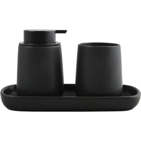 MAONIE Juego de 3 accesorios de baño de cerámica negra mate MSV (1/5)