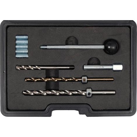 Yato – Coffret de réparation filetage injecteur carburant – 10 pièces M6/M8 – Forets avec butée – Mallette de transport incluse (1/3)
