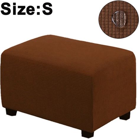 Housse de pouf élastique couleur café clair, taille S, base élastique, polyester lavable (1/5)