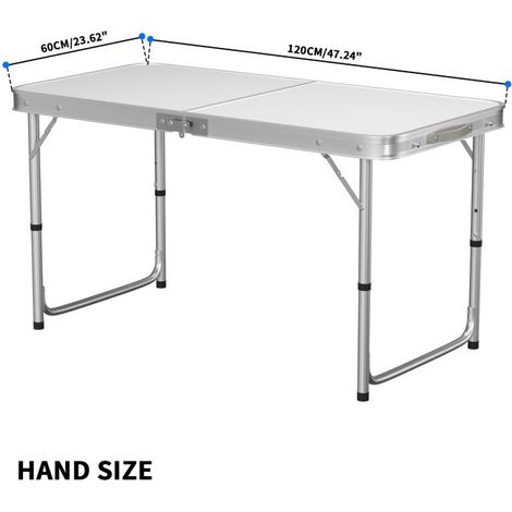 Klappbare tragbare Camping-Tisch, rostfrei, 120cm, leicht zu reinigen, geeignet für Picknicks im Freien