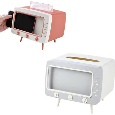 Support TV Téléphone 2 en 1 avec Boîte à Mouchoirs - Support Bureau et Décor Salon, Range-Téléphone Pratique (1/5)