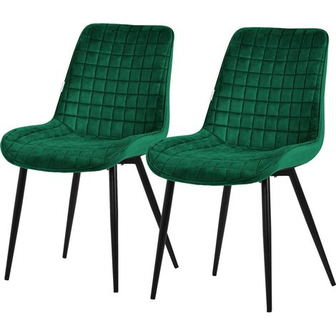 ML-Design Set di 2 Sedie per Sala da Pranzo Verde Scuro Seduta in Velluto con Gambe in Metallo Nero Sedie da Cucina con Schienale Sedie da Soggiorno Imbottite per Ufficio Poltrone