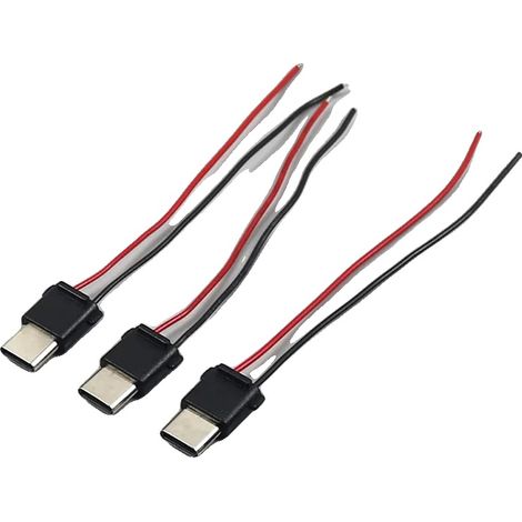 Connettore Type-C, resistore/condensatore, compatibilità universale, nero, 3 pezzi, 2 pin, inserto maschio (1/2)