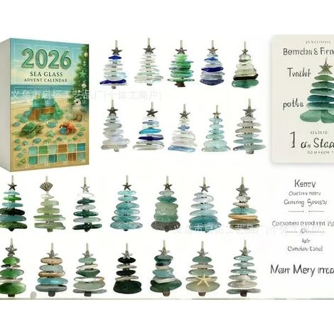 Calendrier de l'Avent Père Noël Havsglas 2026 – Compte à rebours de Noël avec le petit Père Noël Havsglas B Verre de mer B (1/5)