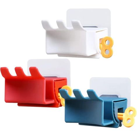 Sollbry Porte Brosse à Dents Mural-3 Pièces Dentifrice à Tube Roulant Presse,Brosse à Dents Auto-Adhésif,Multifonction Support de Rangement(3 Couleurs) (1/5)