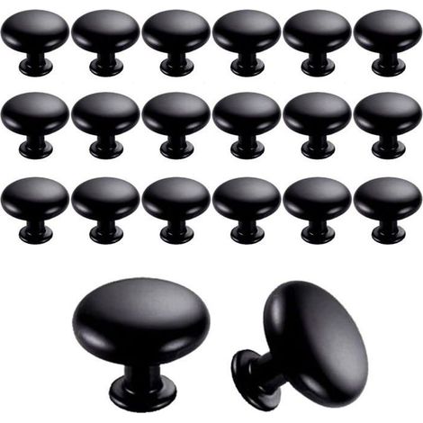 Lot de 20 boutons de meuble 30 mm en zinc noir style vintage – poignées pour porte/tiroir (1/4)