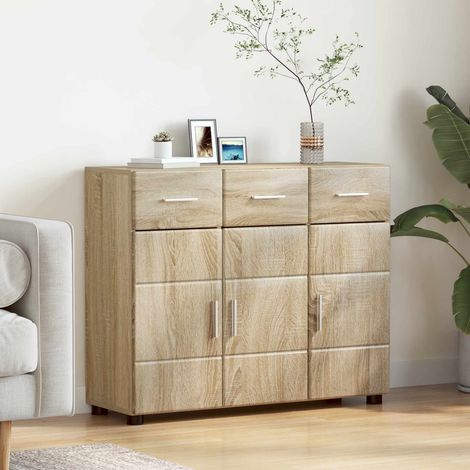 Teenpull – Sideboard FLORIN 88,5 x 30,5 x 73 cm Sonoma-Eiche Holzwerkstoff (1/4)