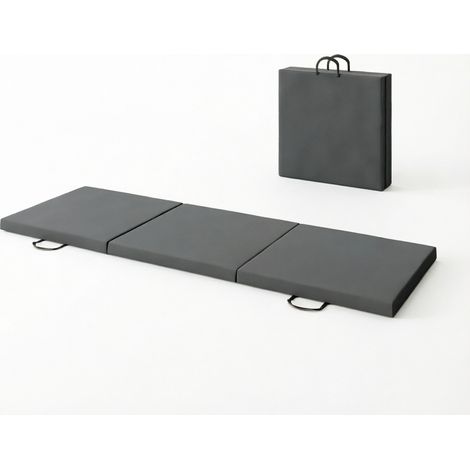 Colchoneta de gimnasia plegable de 3 paneles gris 180 x 60 x 5 cm con asas y recubrimiento sintético (1/4)