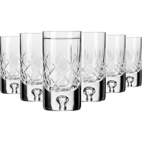 Verres à Vodka 50 ml, Lot de 6 – Verre en Cristal – 2 Motifs de Taille – Pour Liqueur et Spiritueux – Faits et Taillés à la Main – Collection Saga – Idéal comme Cadeau (1/5)