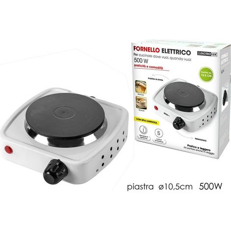 Fornello elettrico piastra da campeggio viaggio 500W per pentole e tegami con spia luminosa e termostato (1/5)