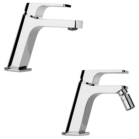 Set Rubinetti Jacuzzi per lavabo e bidet senza scarico serie Twilight cromato (1/5)