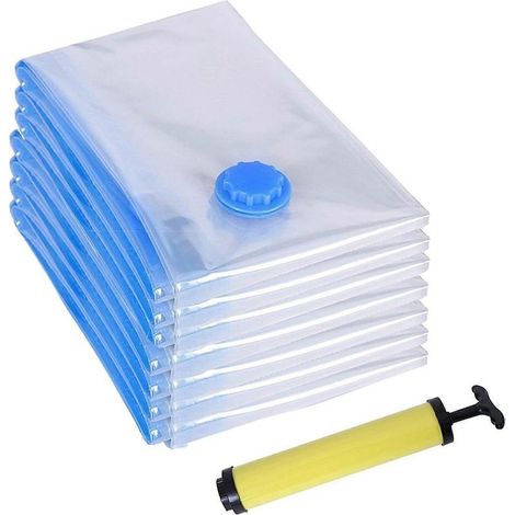 Sacs de rangement sous vide pour vêtements, housses de compression réutilisables pour vêtements, couettes, literie, oreillers, voyage, avec pompe manuelle, 70 x (1/5)