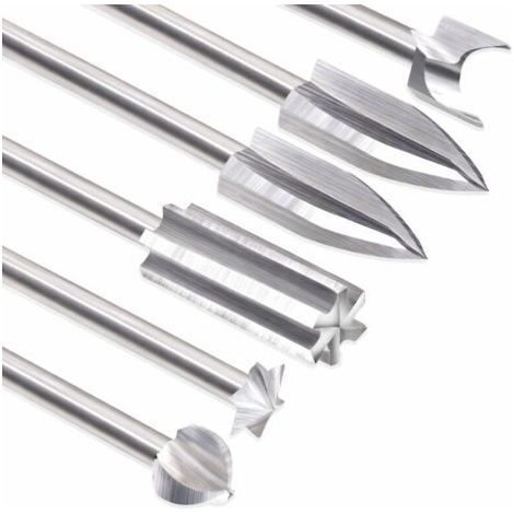 Rotary Tool Wood Carving Tool Kit, 6 Engraving Woodworking Accessories with 1/8 Inch Shank for Crafting, Drilling and Micro-Carving (1/5)