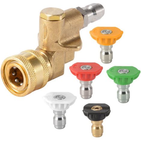 Tête de conversion de pistolet à eau pour machine de nettoyage haute pression Accessoires réglables à 360 degrés Connecteur de nettoyage 1/4 (0 degré, 15 degrés, 25 degrés, 40 degrés, 65 degrés) (1/5)