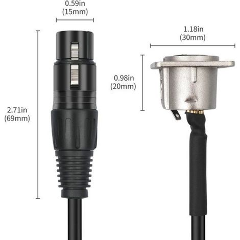 Câble Traversant XLR - Connecteur D-Sub XLR Mâle 3 Broches - Pour Panneau Audio et Boîtier de Scène - Longueur 0,6 M - Lot de 4 (1/5)