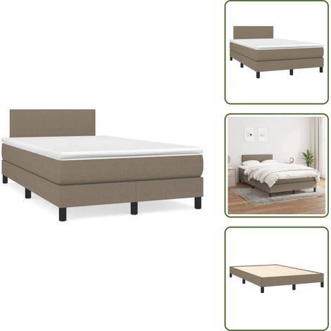 Materasso con molle insacchettate - vidaXL Giroletto a Molle con Materasso Tortora 120x190 cm in Tessuto - Letto con testiera regolabile