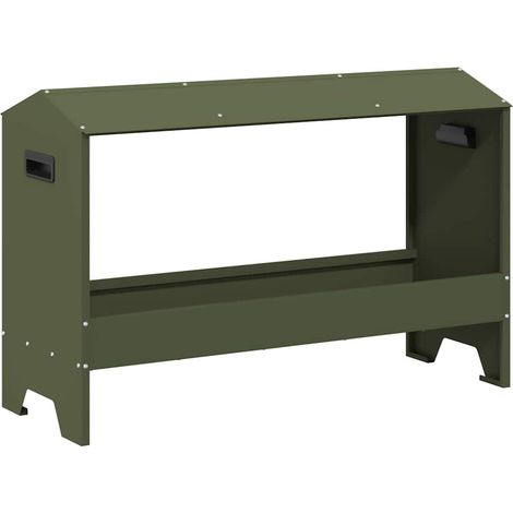Bac de nourrissage pour poules Vert olive 81 x 32 x 53,5 cm CFW97057 (1/5)
