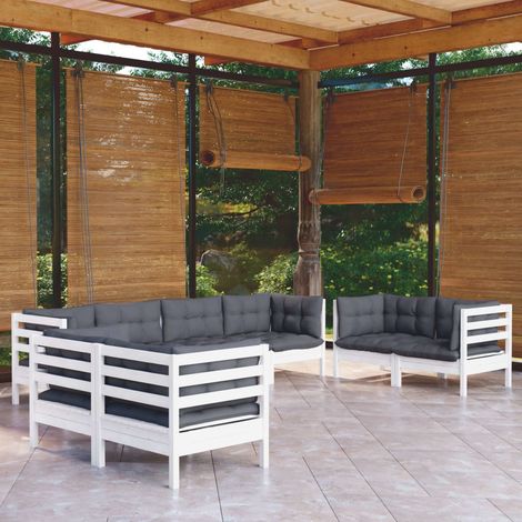 vidaXL Set Salotto da Giardino con Cuscini 8 pz Legno Massello di Pino (1/5)