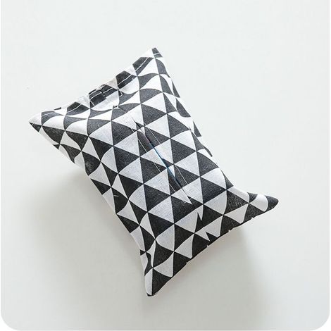 Tissu Littéraire Coton et Lin Papier Serviette Sac Serviette de Voiture Plateau de Table (Triangle Noir et Blanc) (1/3)