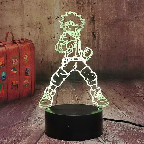 Veilleuse 3D LED Figurine Anime Midoriya Izuku, Lampe de chevet 3D, Décoration pour chambre d'enfant, Jouet d'anniversaire ou de Noël pour garçon (1/5)