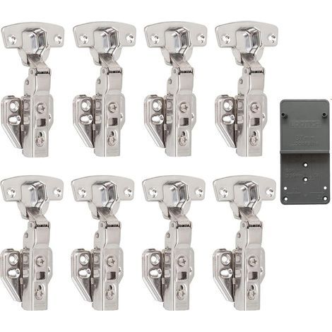 110 Degré Semi Recouvrante Charnieres avec Amortisseur Intégré Mécanisme de Fermeture Automatique Charnière pour Armoires de Porte Cuisine Lot de 8 (1/5)